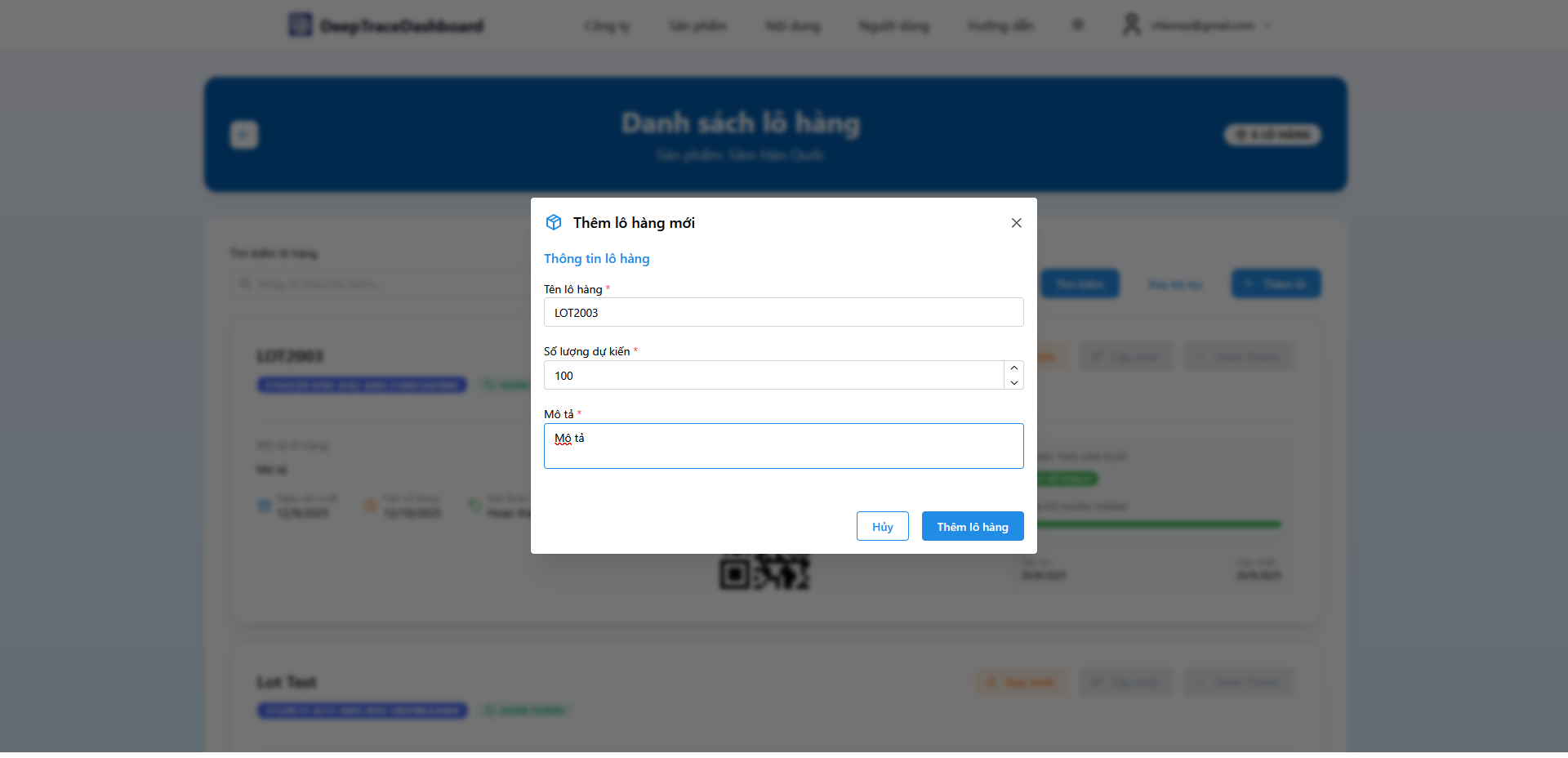 Hiển thị sản phẩm trên dashboard