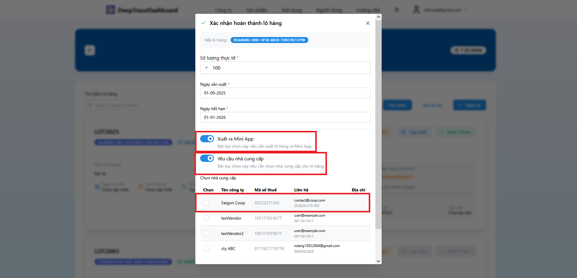 Hiển thị sản phẩm trên dashboard