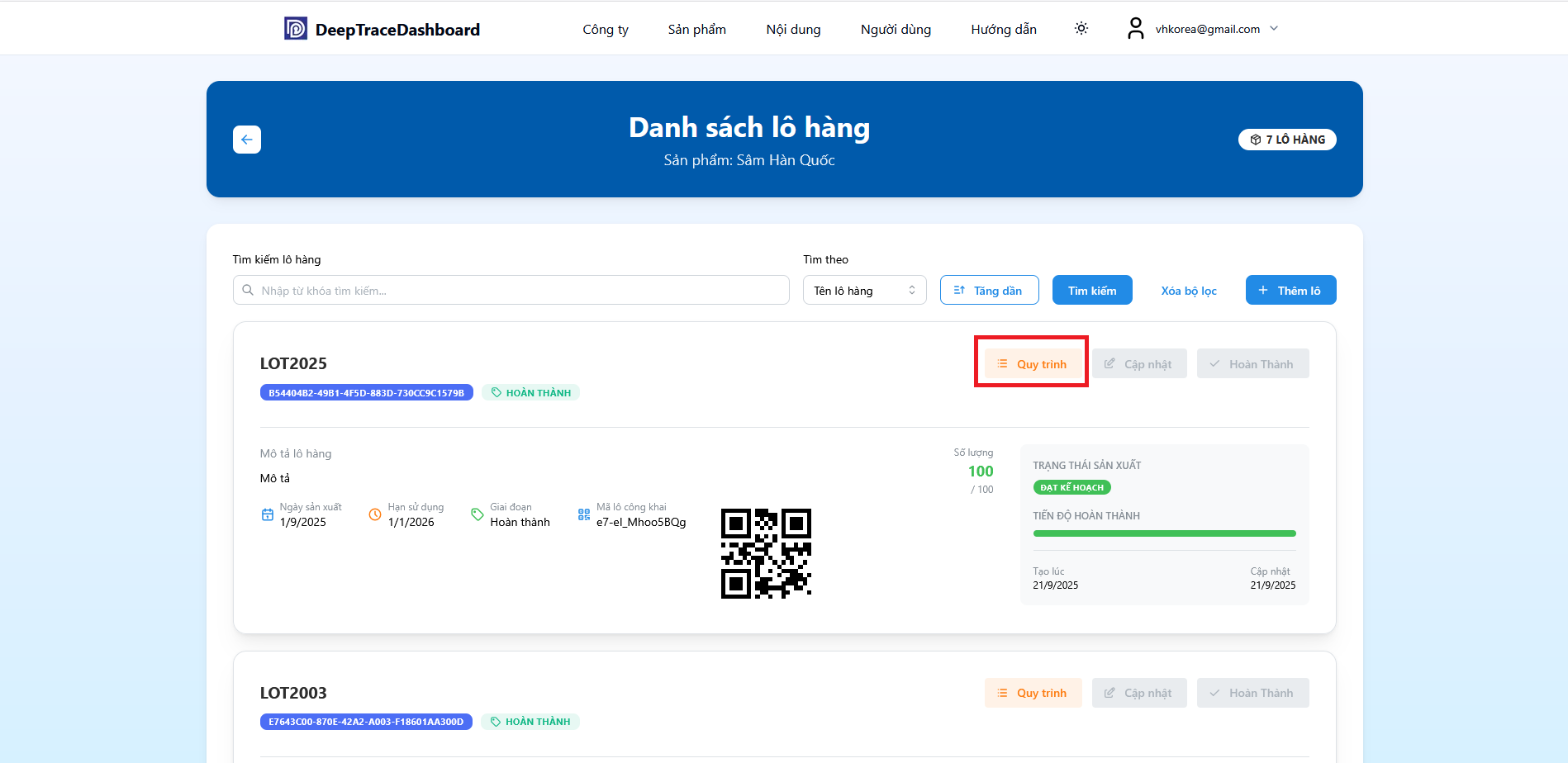 Hiển thị sản phẩm trên dashboard